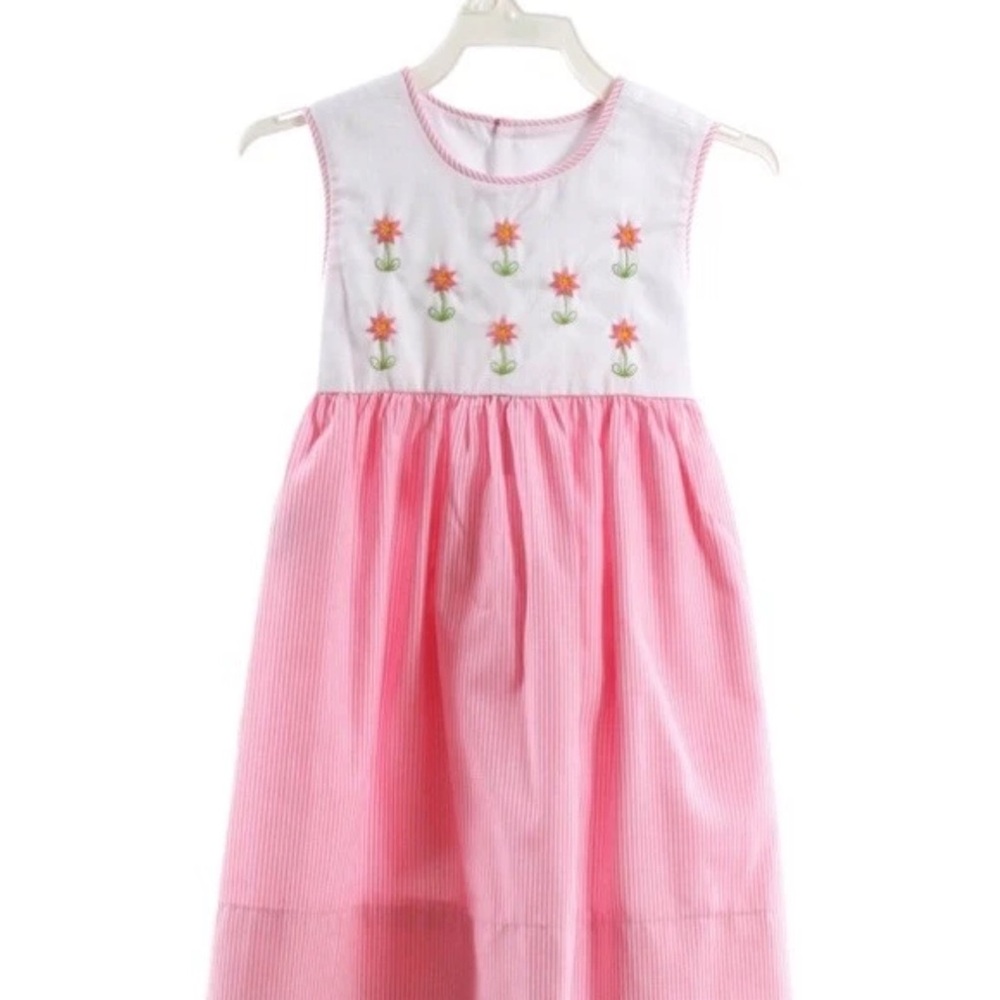 Lullaby Set Pink and white Floral Embroidered Sleeveless Girls Dress NWT 4T